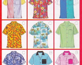 Butterick 5016, Vintage Sewing Pattern, Shirts, Unisex Sizes XS S M, Unused