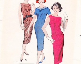 Butterick 8568 Vintage 1950s Sewing Pattern Sheath Dress Size 12 Bust 32 Uncut