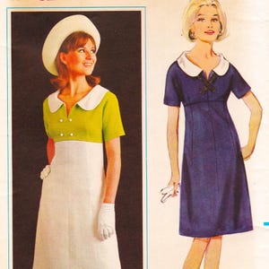 Butterick 3398  Vintage 1960s Sewing Pattern  Empire Dress   Size 12 Bust 32