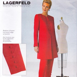 Vogue 1995  Paris Original  Designer Sewing Pattern By Karl Lagerfeld  Jacket Pants Suit Pantsuit  Sizes 14 16 18 Bust 36 38 40  Unused