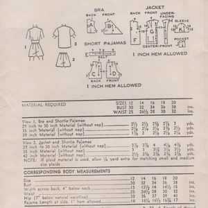 Advance 5243 Vintage 1940s Sewing Pattern Pajamas Shorts Bra Top Playsuit Lingerie Size 14 image 2