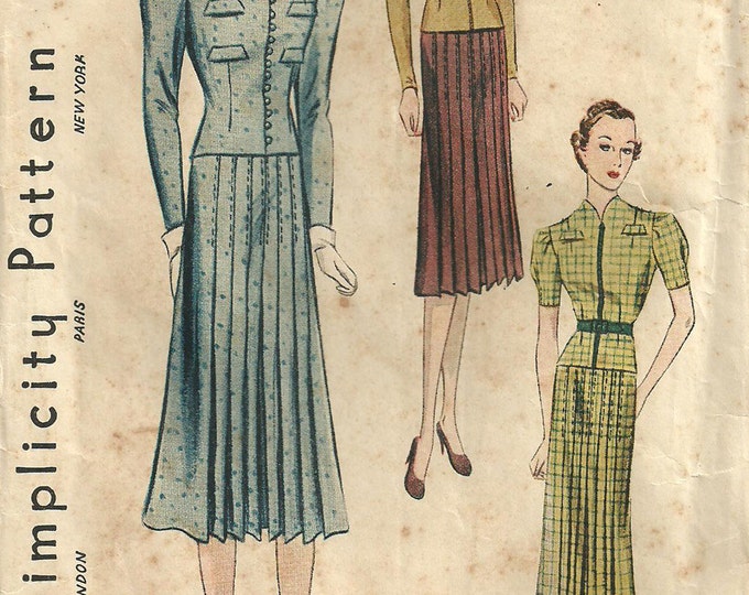 Simplicity 2874 // Vintage 1930s Sewing Pattern // Size 14 Bust 32 ...