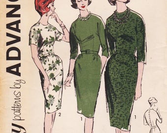 Advance 2720, Vintage 1960s Sewing Pattern, Proportioned Fit Dress, Size 12 Bust 32, Uncut