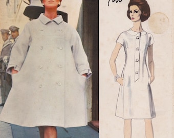 Vogue 1577, Vintage Designer Sewing Pattern By Fabiani, Dress & Coat, Size 16, Bust 36