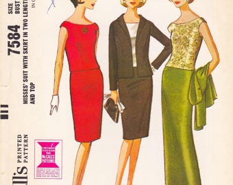 McCalls 7584 Vintage 1960s Sewing Pattern Skirt Top And Jacket Size 18 Bust 38