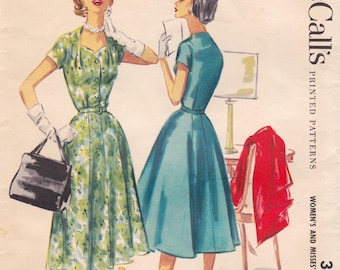 McCalls 3503 Vintage 1950s Sewing Pattern Dress Size 14 Bust 32