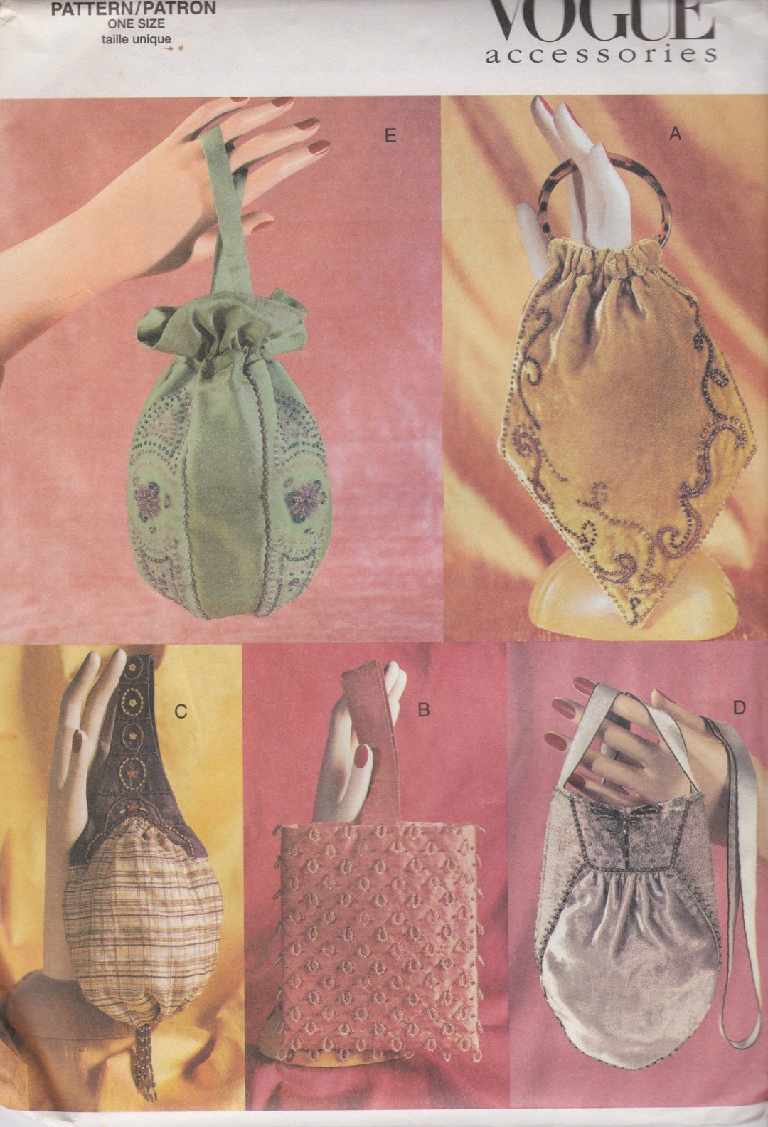 Vogue Accessories 7252 Sewing Pattern Beaded Purse Handbag Unused Etsy