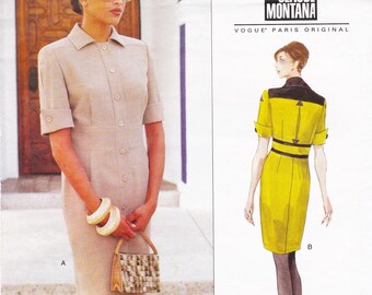 Vogue 1935, Vintage Claude Montana Designer Sewing Pattern, Dress, Sizes 6 8 10, Unused
