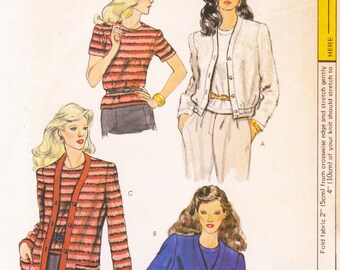 Very Easy Vogue 8117 Vintage Sewing Pattern Cardigan Jacket & Top Size 10 Uncut