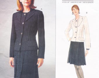 Vogue 1988, Vintage Bill Blass Sewing Pattern, Skirt & Jacket, Sizes 6 8 10, Unused