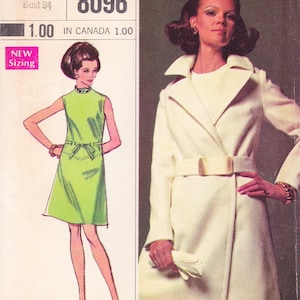 Simplicity 8096  Vintage Sewing Pattern Dress And Coat  Size 12 Bust 34  Unused
