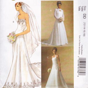 McCalls 4776 Vintage Sewing Pattern Bridal Gown Wedding Dress And Jacket Sizes 12 14 16 18 Bust 34 36 38 40 Unused