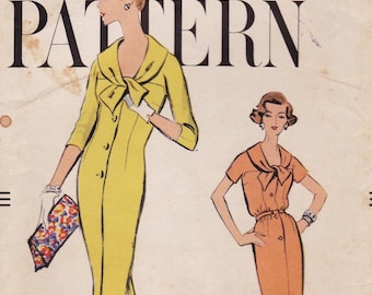 Vogue 9431, Vintage 1950s Sewing Pattern, Dress, Size 14, Bust 34, Unused