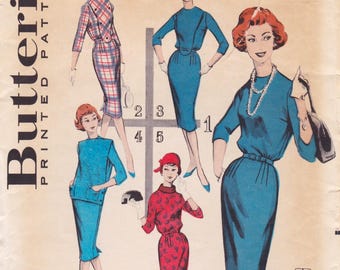 Butterick 8770 Vintage 1950s Sewing Pattern Sheath Dress Size 14 Bust 34