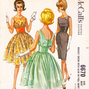 McCalls 6670  Vintage 1960s Sewing Pattern  Dress  Size 14 Bust 34