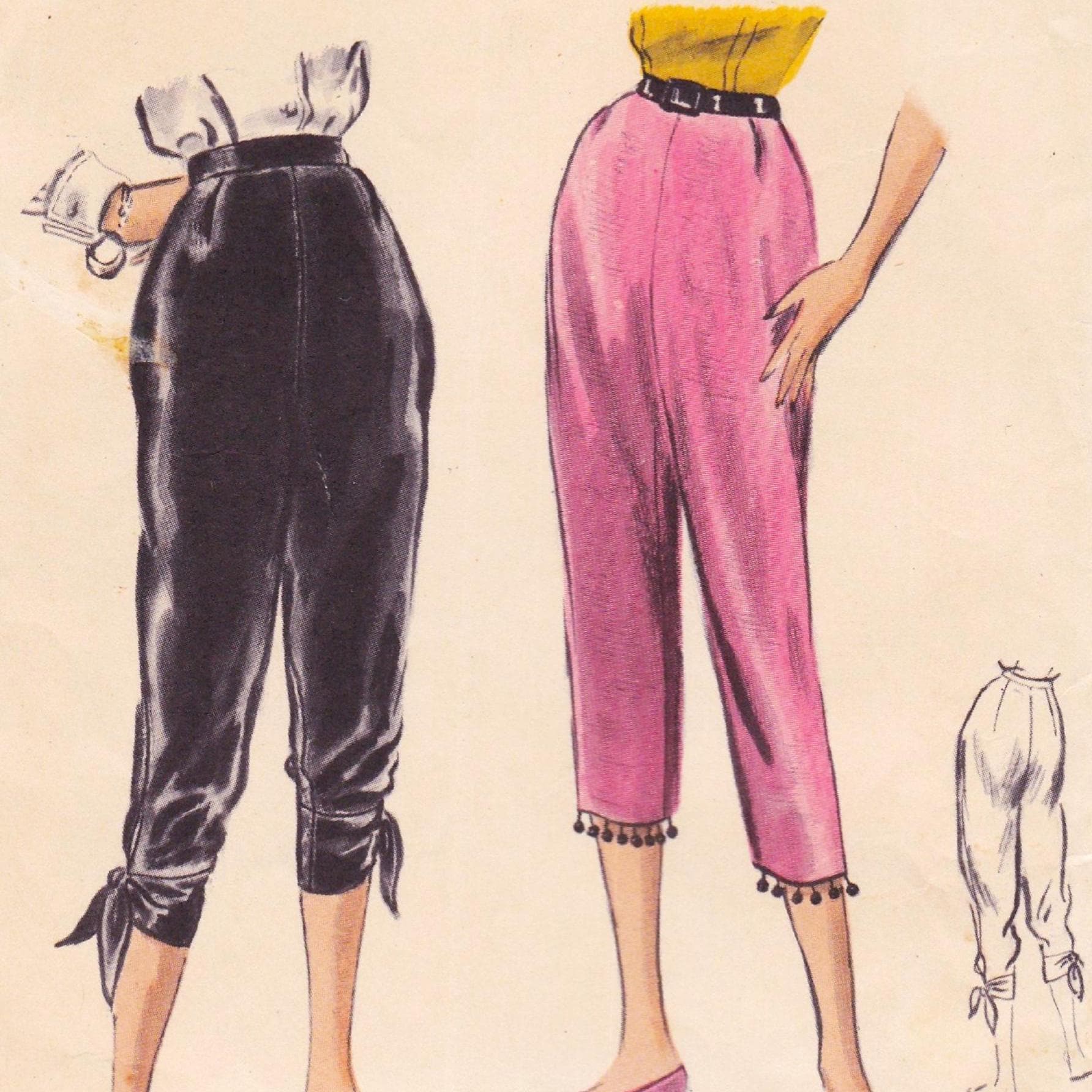 Vogue 8124 Vintage 1950s Sewing Pattern  Toreador Pants Shorts Trousers Capris   Waist 24