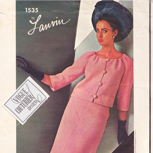 Vogue Paris Original 1535  Vintage Designer Sewing Pattern By Lanvin Skirt Jacket Two Piece Dress Size 10 Bust 31  Unused
