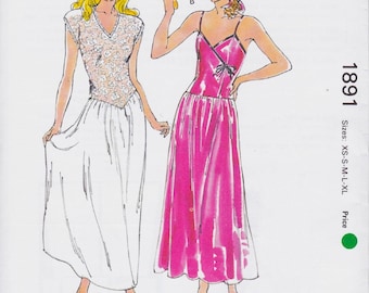 Kwik Sew 1891, Vintage Sewing Pattern, Gown, Nightgown, Sleepwear, Lingerie, Sizes XS - XL Uncut