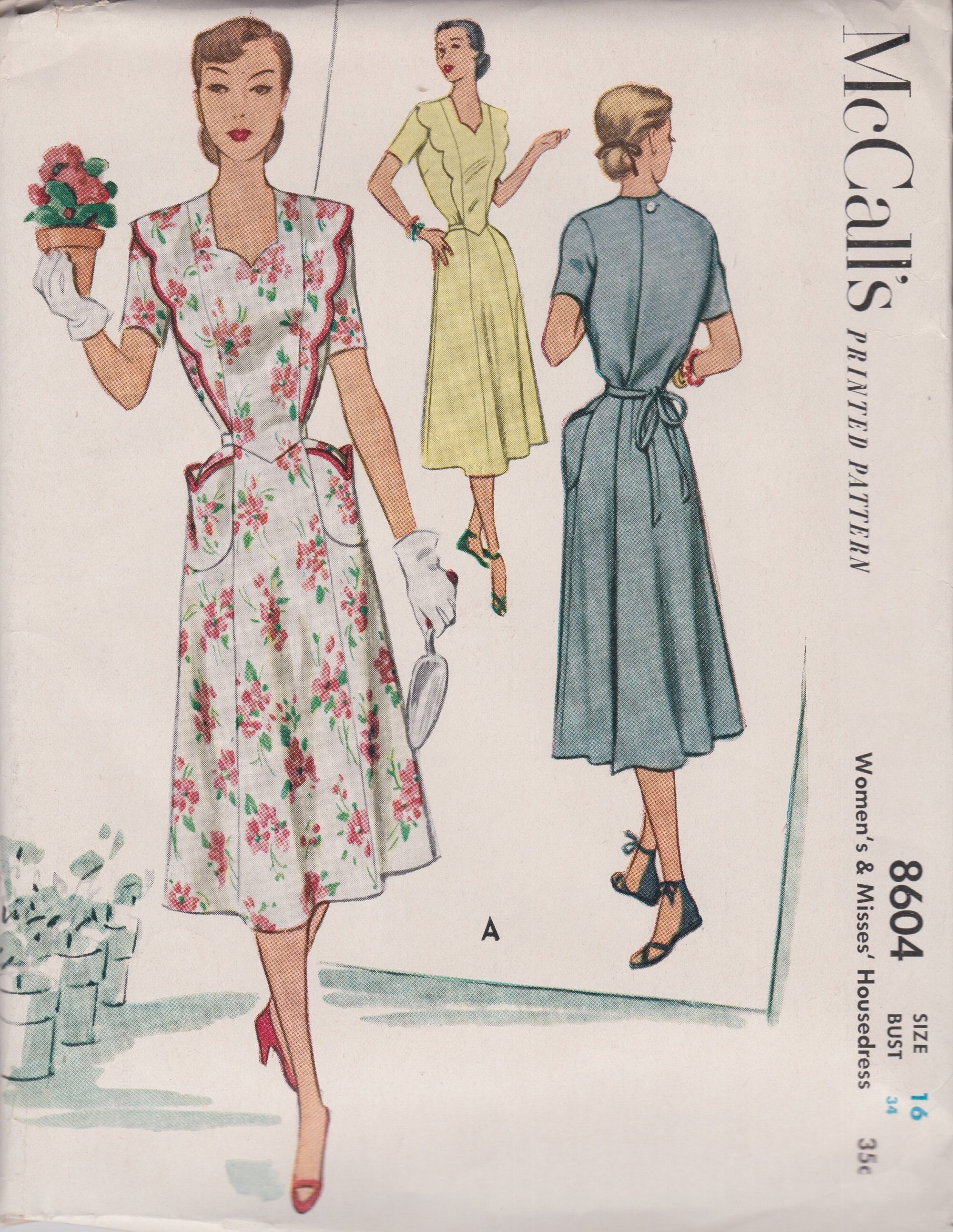 Mccalls 8604 Vintage 1950s Sewing Pattern Wrap Dress