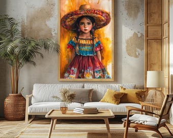 Delightful Sombrero Girl Print