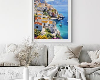 Greek Seaside Village Print