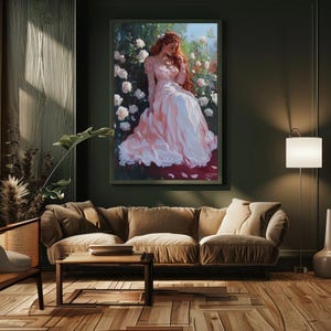Pink Dress Beauty with Roses Print