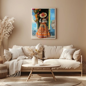 Estampa de mulher mexicana elegante