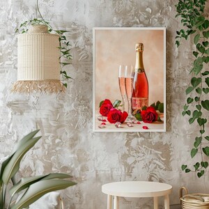 Roses and Champagne Bottle Print