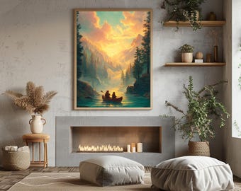 Two Bears on a Canoe Print