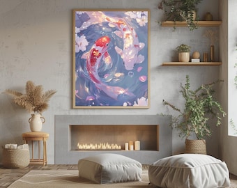 Koi Fisch Kunstdruck: Ruhige asiatische Wanddeko