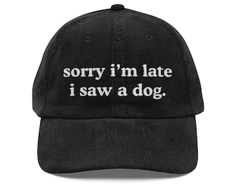 scusa il ritardo ho visto un cane berretto di velluto a coste / cappello da baseball ricamato