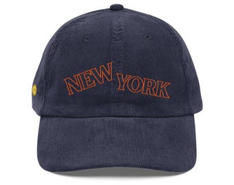 Cappello in velluto a coste ricamato di New York / cappello da baseball vintage della città
