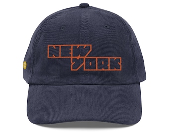 Cappello in velluto a coste ricamato di New York