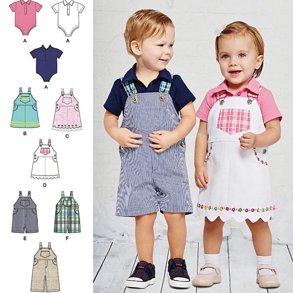Toddler Bib Overalls Pattern, Overall Shorts Pattern, Overalls Skirt Pattern, Sz 7 to 24 lbs, Simplicity sewing pattern 1169