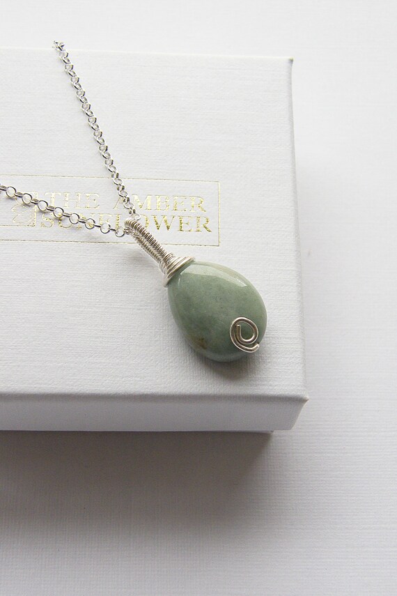 Green Jade Necklace Jadeite Silver Pendant Wire - Green Jade Teardrop Pendant Necklace Green Jade Necklace Jadeite Silver Pendant Wire - Green Jade Teardrop Pendant Necklace