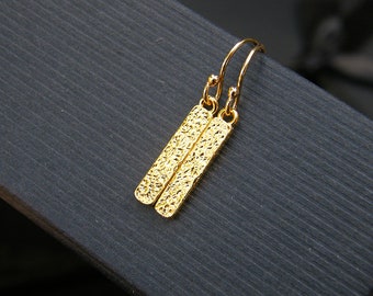 Gold rectangle earrings small gold earrings minimalist earrings gold 'vermeil' rectangle earrings dangle geometric modern earrings