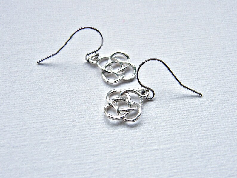 Celtic knot earrings sterling silver earrings love knot earrings Celtic earrings in silver dangle earrings petite silver earrings