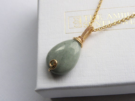 Gold Jade Necklace Jewelry Sage Green Jadeite - Green Jade Teardrop Pendant Necklace Gold Jade Necklace Jewelry Sage Green Jadeite - Green Jade Teardrop Pendant Necklace