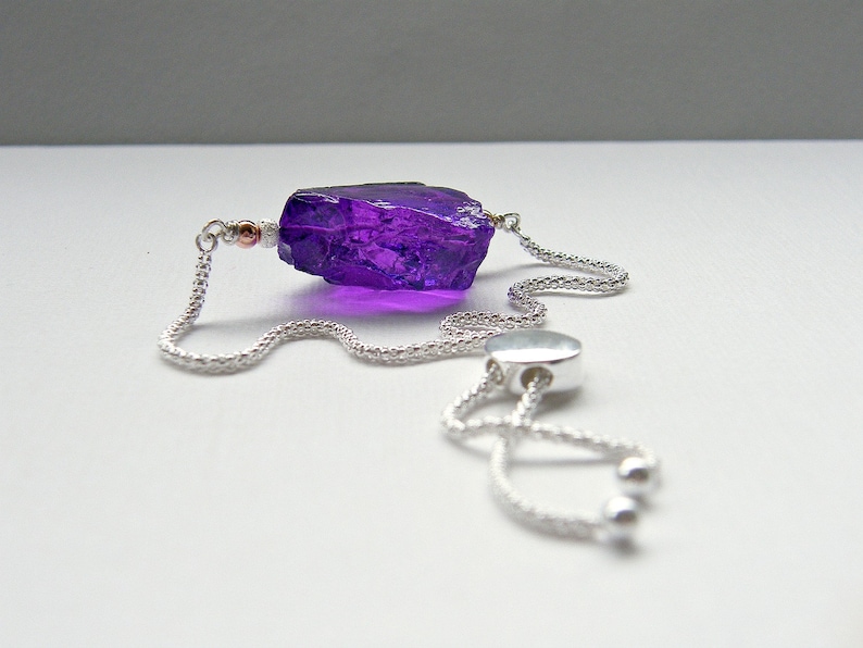 slide bracelet in sterling silver and rose gold raw stone jewellery purple gemstone popcorn bracelet Violet quartz slider bracelet
