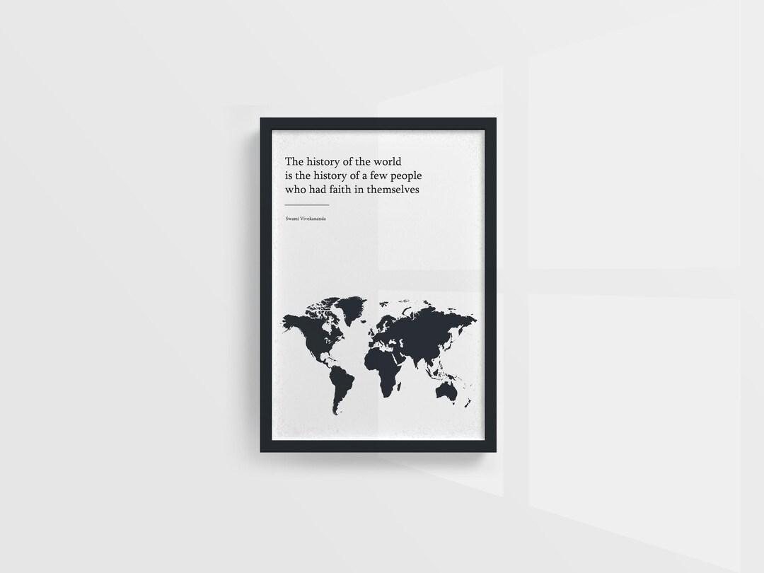 Minimalist Black and White World Map Poster Perfect for Home and Office ...
