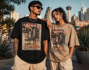 Area 51 San Antonio Basketball Alien Horror Comic Oversized Organic T-Shirt