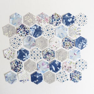Kit EPP n. 11 Liberty Lawn 1/2 pollice English Paper Piecing 72 Collezione esagonale di tessuto e carta.