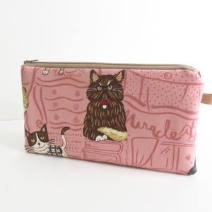 Pencil Cats Relaxing Print Fabric Zippered Case
