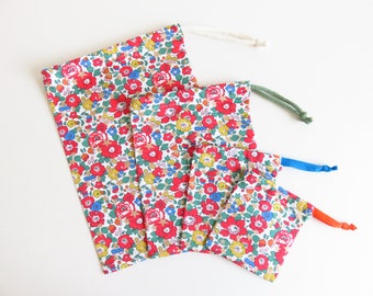 Drawstring Bags Special Liberty Lawn Betsy Star White (Glitter) Fabric.