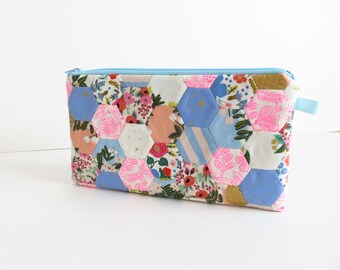 Pencil Epp Hexie Patchwork Rifle Paper Co. Primavera Fabric Zippered Case