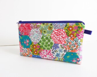 Pencil Liberty Lawn Epp Hexie Patchwork Fabric Zippered Case