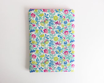 Small Liberty Quilting Cotton 'Flower Show Summer Mamie' Fabric Book Sleeve, Book Cover.