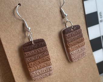 Stratigraphy Archaeology Geologist earrings | polymer clay textured archaeologist digging excavation geology earth fossils student gift