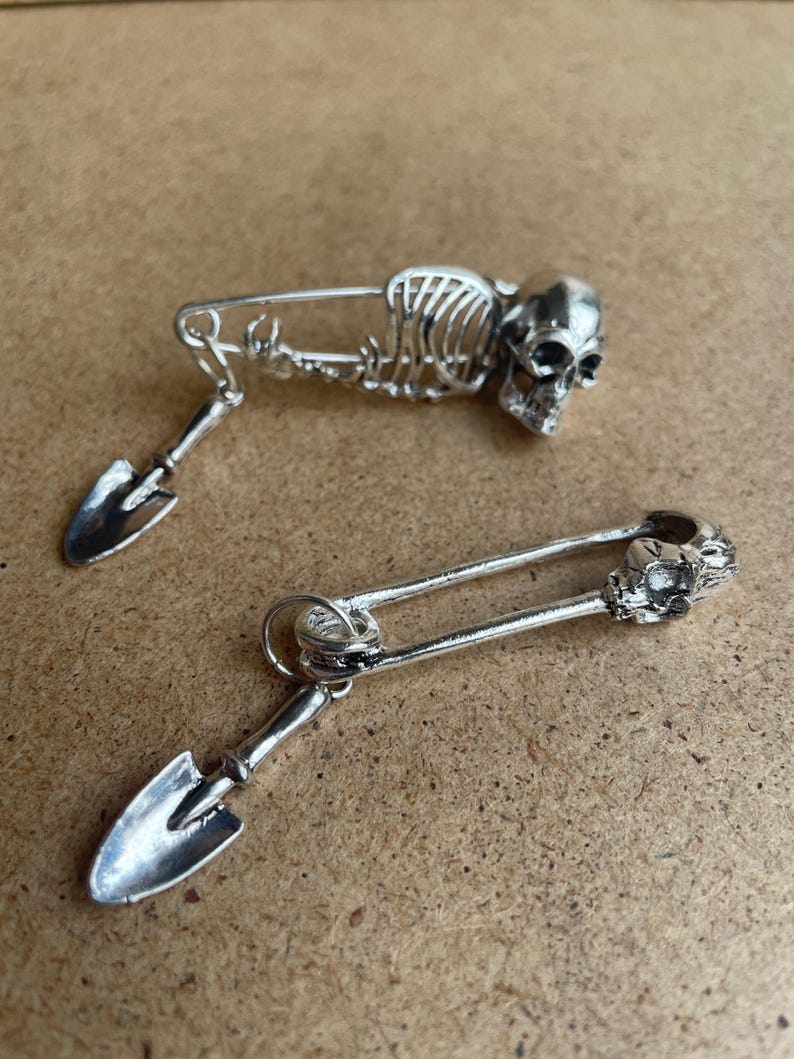 Skull & Trowel Safety Pin Brooch Archaeology Osteology Archaeologist ...