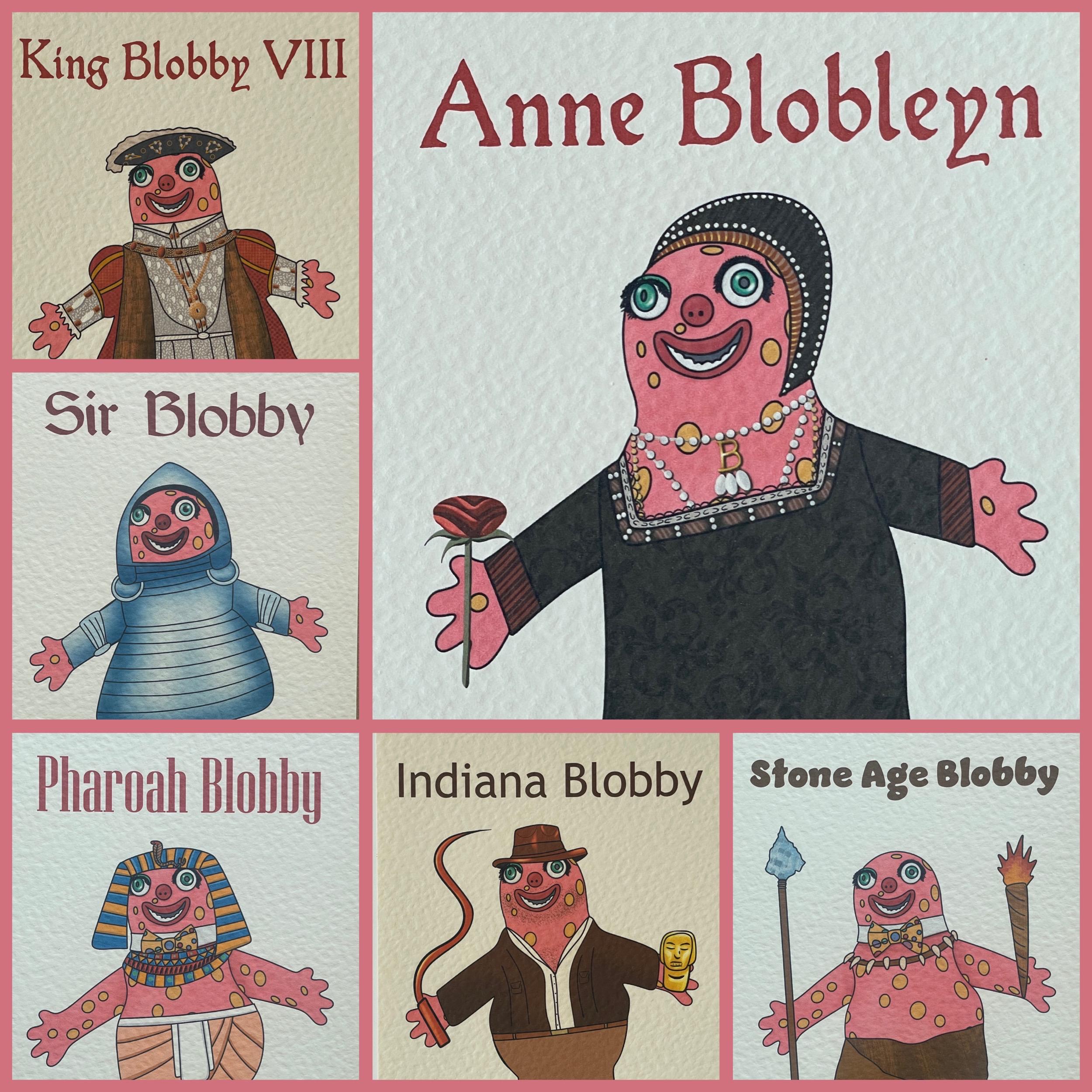 Mr Blobby A5 art print | medieval history prehistory friar monk knight prehistory ancient egyptian pharoah Noel Edmonds blobby gift